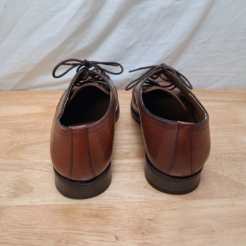 Johnston & Murphy Signature Series Men 10.5W Brown Wingtip Oxford Dress Shoes